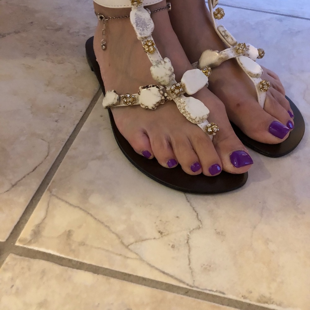 Dizzy White Sandals - image 7